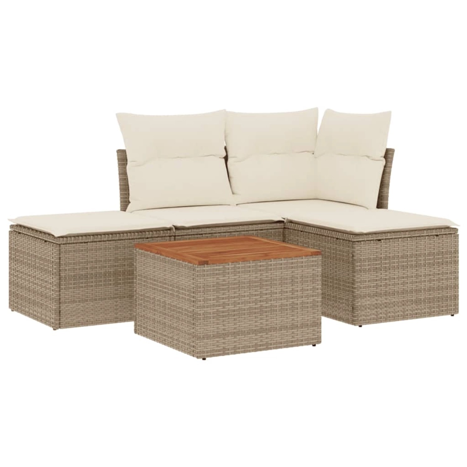 vidaXL 5-Tlg Garten-Sofagarnitur mit Kissen Beige Poly Rattan 3255918 günstig online kaufen