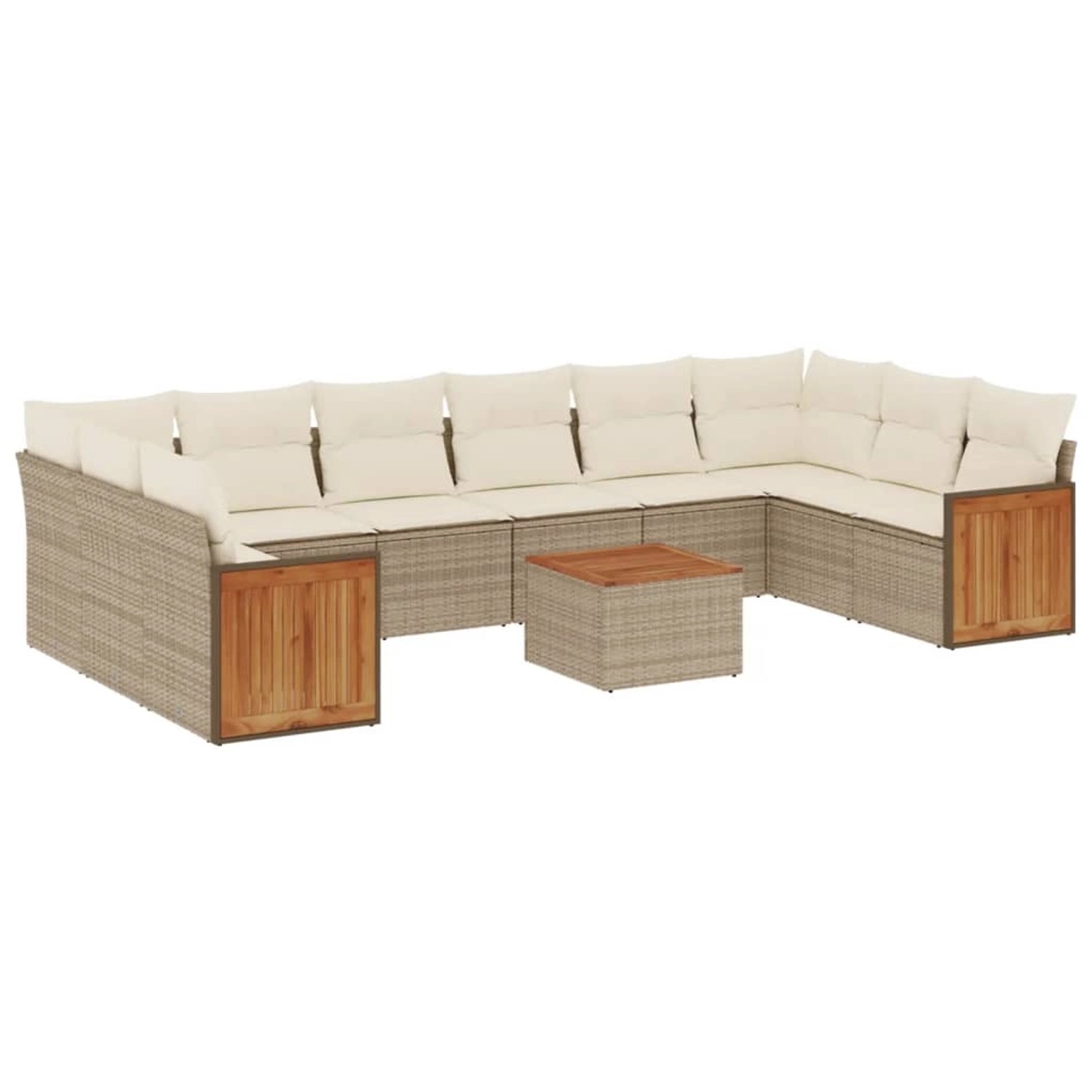 vidaXL 11-Tlg Garten-Sofagarnitur mit Kissen Beige Poly Rattan 3260413 günstig online kaufen