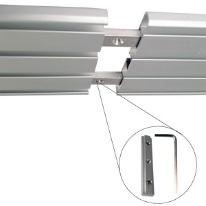 Bestlivings Gardinenschiene, 4-läufig, Silber, 90cm, Aluminium, Detail Verbinder.