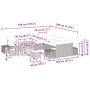 Graues 13-tlg. Garten-Sofa-Set aus Poly Rattan mit Tisch und Kissen. Gartenmöbel für Terrasse und Garten.