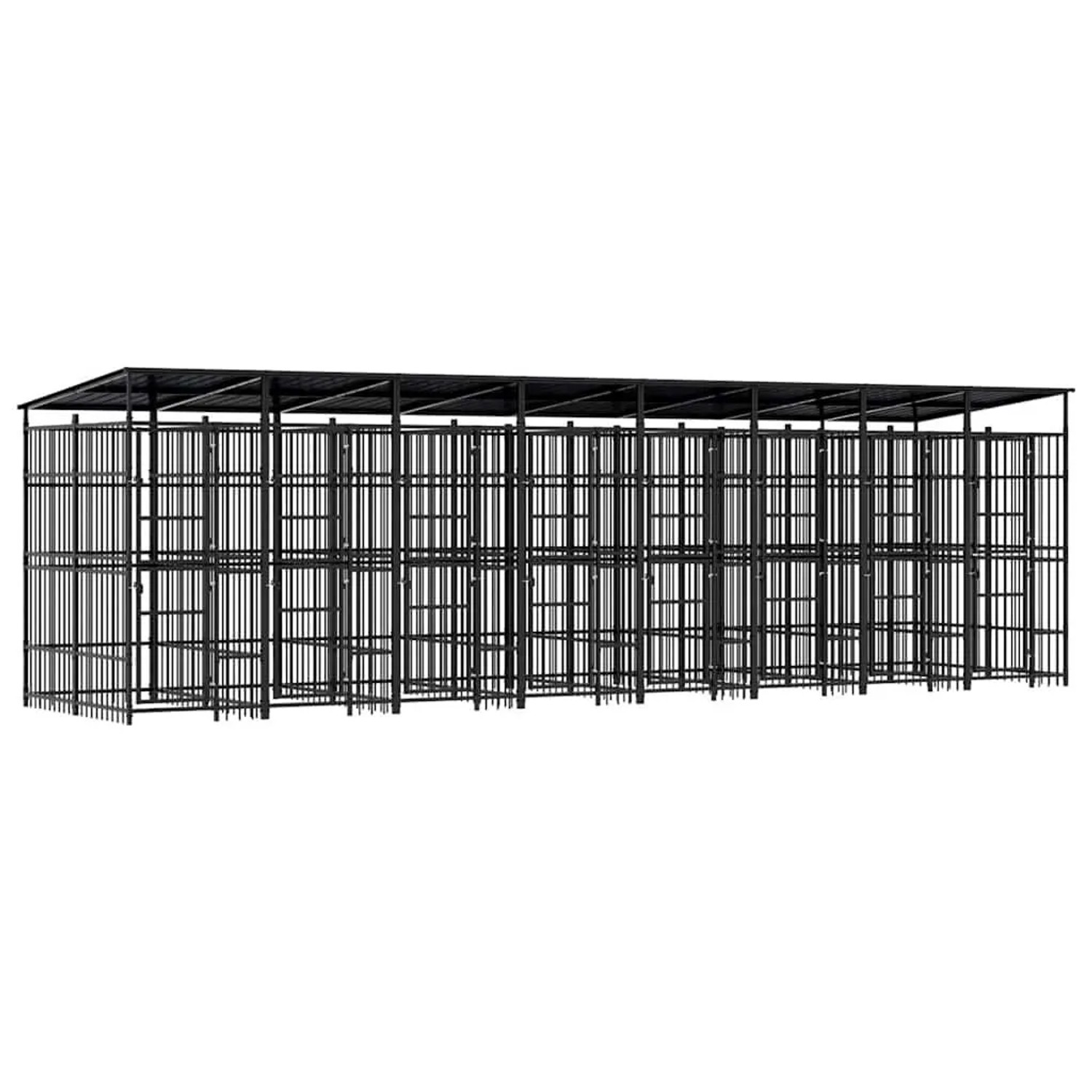 vidaXL Outdoor-Hundezwinger mit Dach Stahl 14,75 m² 3097953