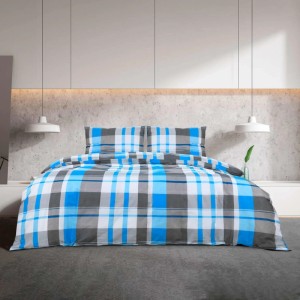vidaXL Bettwäsche-Set Blau und Grau 200x220 cm Baumwolle 136073