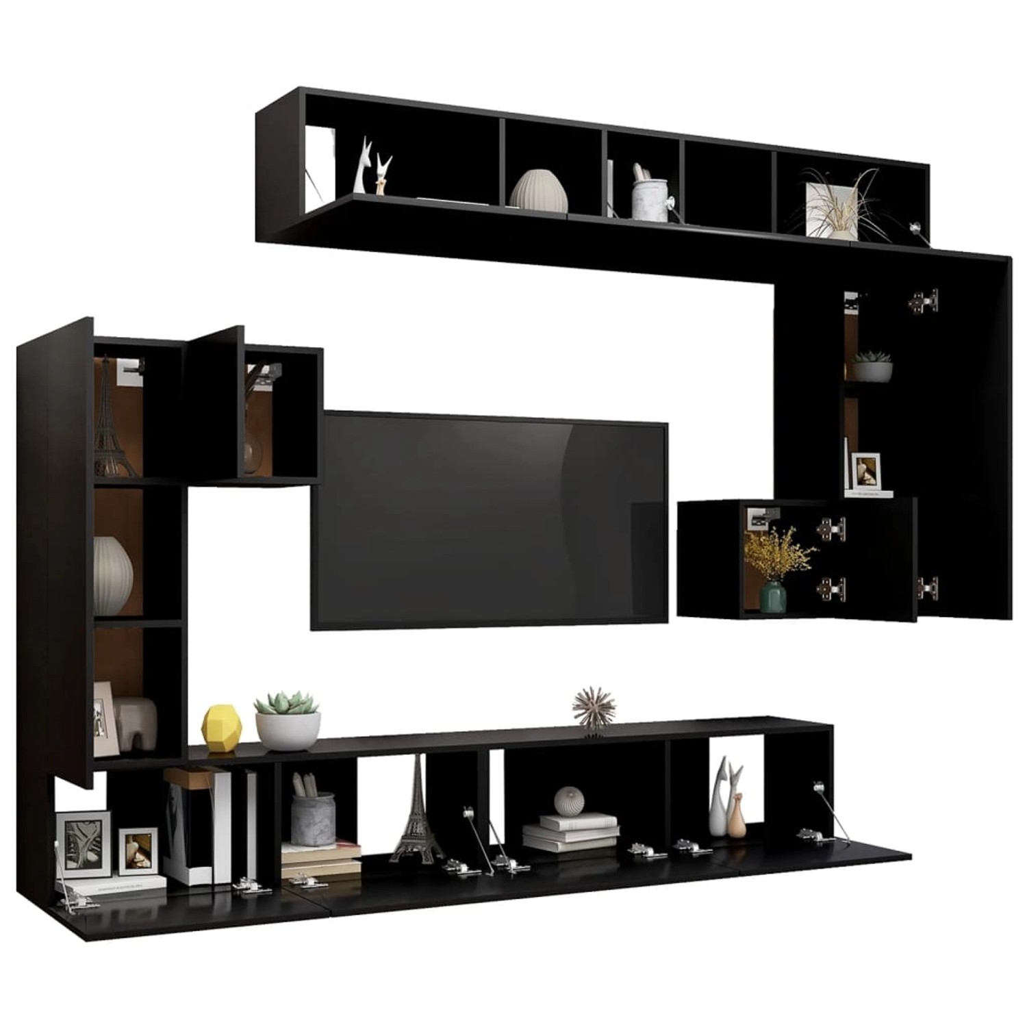 VidaXL 8-tlg. TV-Schrank-Set Schwarz Holzwerkstoff  Modell 18 günstig online kaufen
