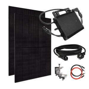 MyVoltaics Balkonkraftwerk Premium Transparent: 2 Solarmodule, Wechselrichter, Kabel und Zubehör.