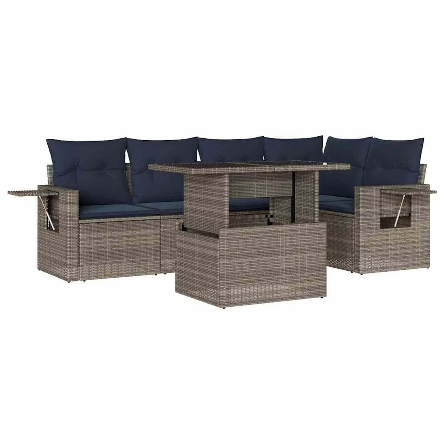 vidaXL 6-Tlg Gartensofa-Set mit Kissen Grau Polyrattan 3267891 günstig online kaufen