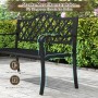 Costway Gartenbank aus Metall, 2-Sitzer mit Rückenlehne und dekorativem Muster.