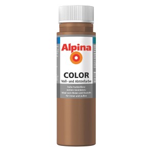 Alpina Color Candy Brown Abtönfarbe, seidenmatt, 250ml Flasche.