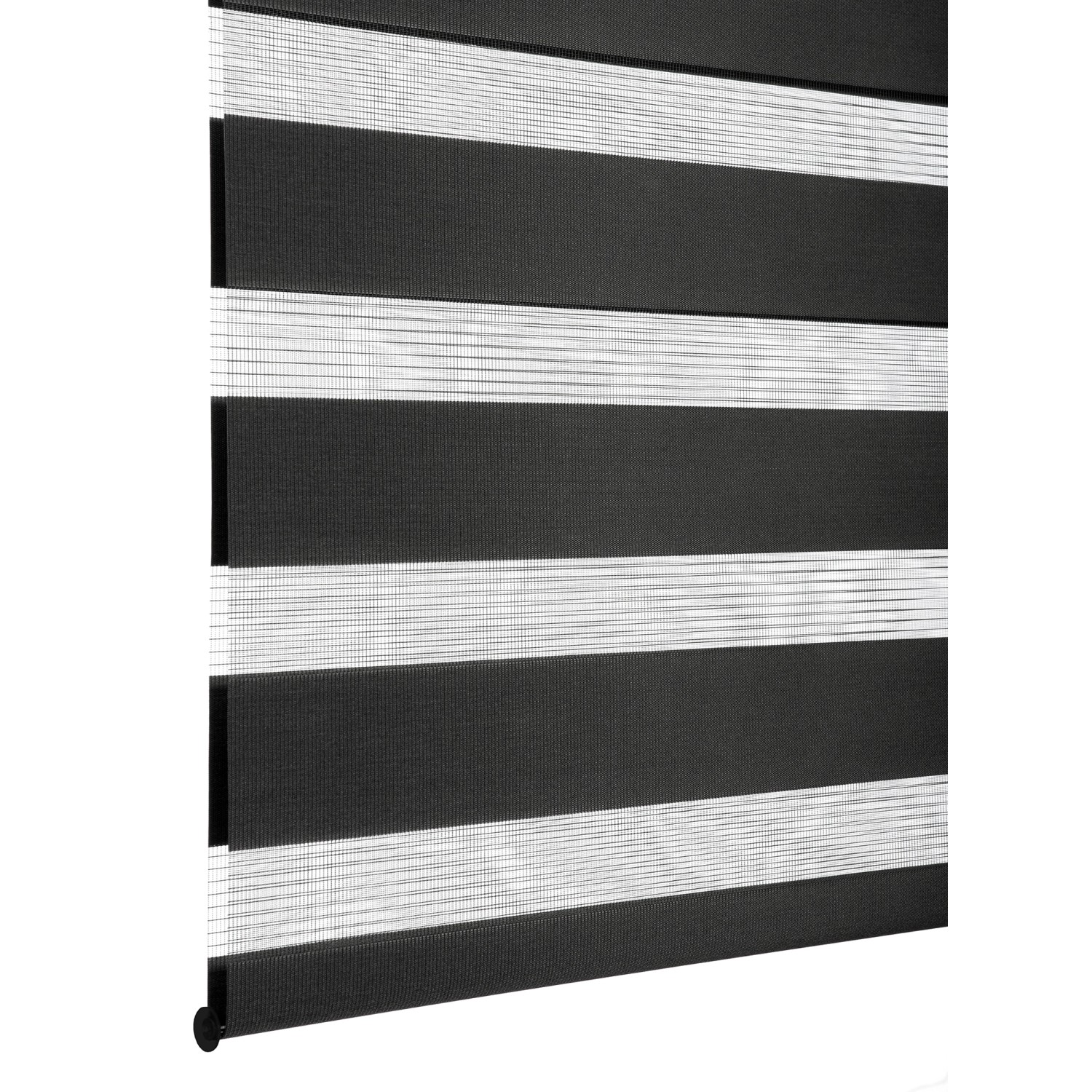 Gardinia Doppelrollo EasyFix, 90x220 cm, schwarz mit transparenten Streifen.