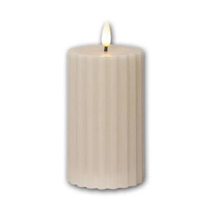 Star Trading LED Stumpenkerze STRIPE Beige 3D Flamme & Timer