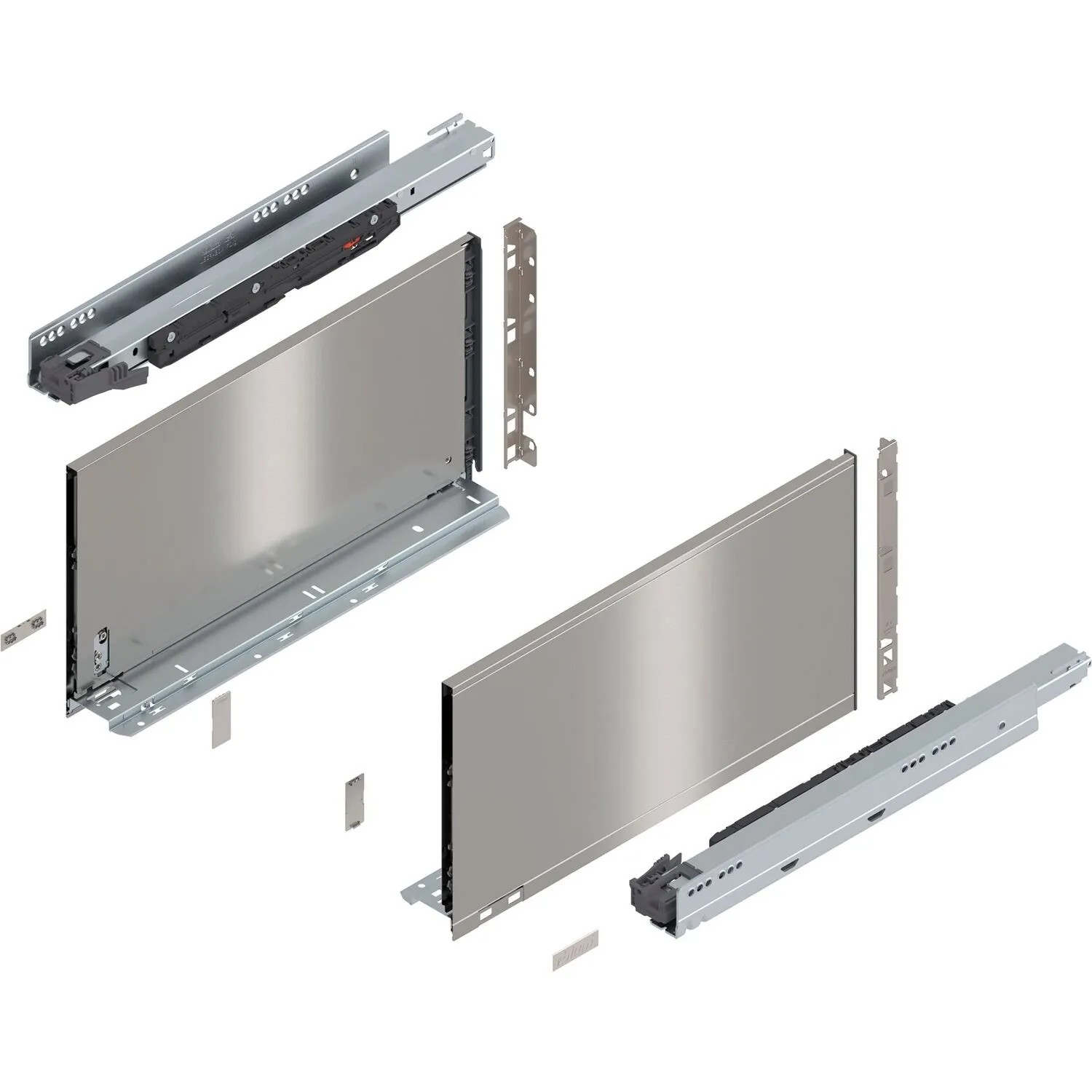 Blum Legrabox Pure Set Höhe F Tip-On Vollauszug 450 mm 70 kg Inox 1 Paar