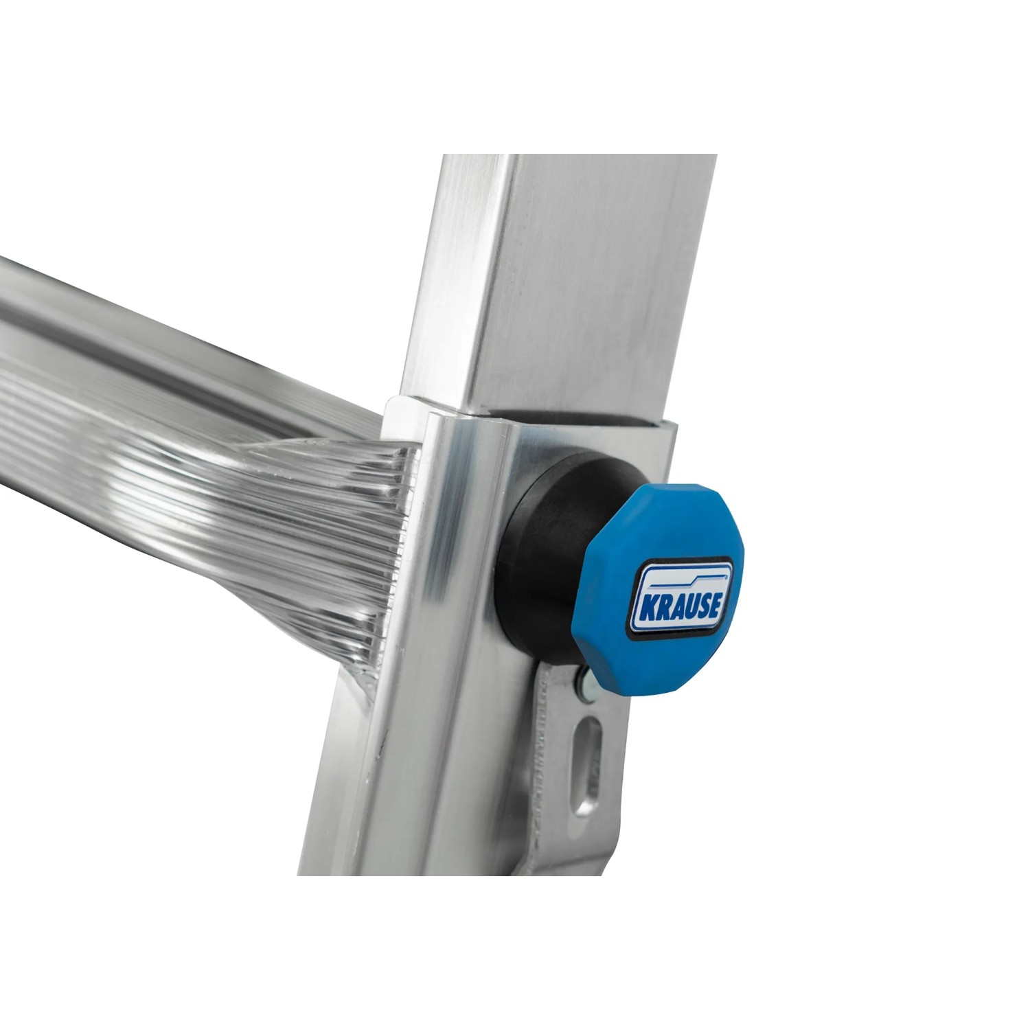 Detailaufnahme: Krause Gelenk-Teleskopleiter, ClickMatic-System für Höhenverstellung.