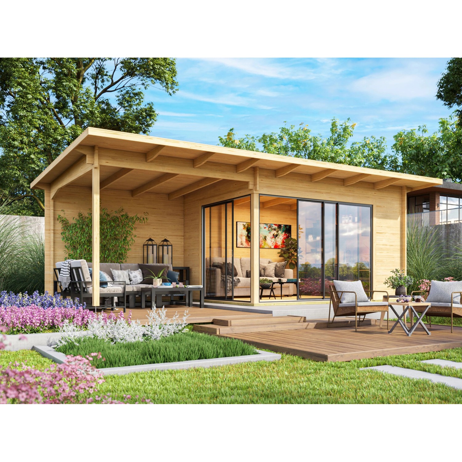 Fjordholz Gartenhaus Modell Starla 44 D 6mm Einfachverglasung Farblos Imprä günstig online kaufen