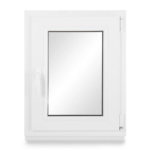 Weißes Kunststoff Kellerfenster, Dreh-Kipp, 80x100 cm, 2-fach Verglasung.