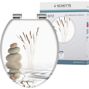 Schütte WC-Sitz Balance mit Holzkern und Absenkautomatik, Motiv Steine/Gras