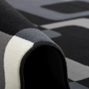 Detailansicht: Grauer Pergamon Teppich Modern Trendline Retro, Kurzflorteppich mit Muster.