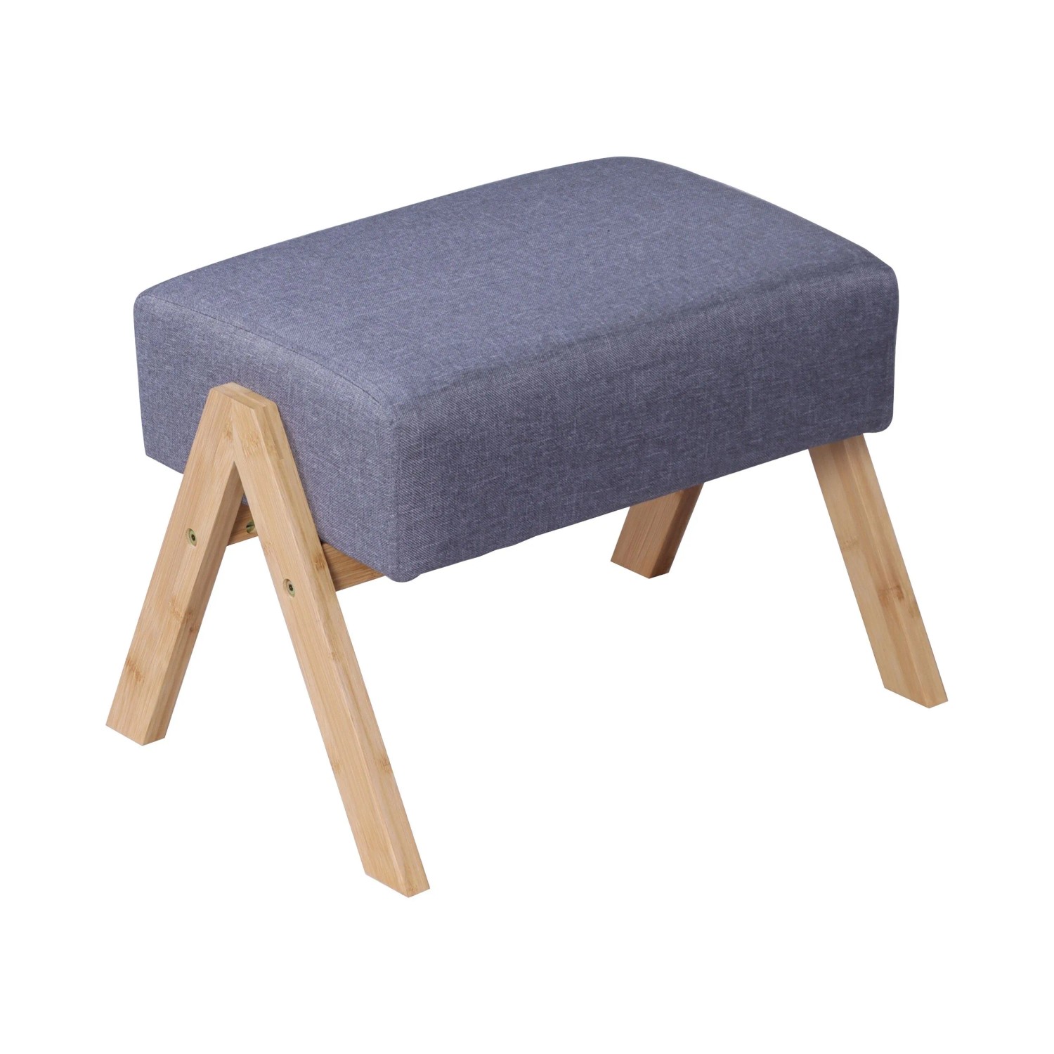Relaxdays Fußhocker Bambus Stoff Grau Belastbar 30 cm x 40 cm x 28 cm 4,6 kg