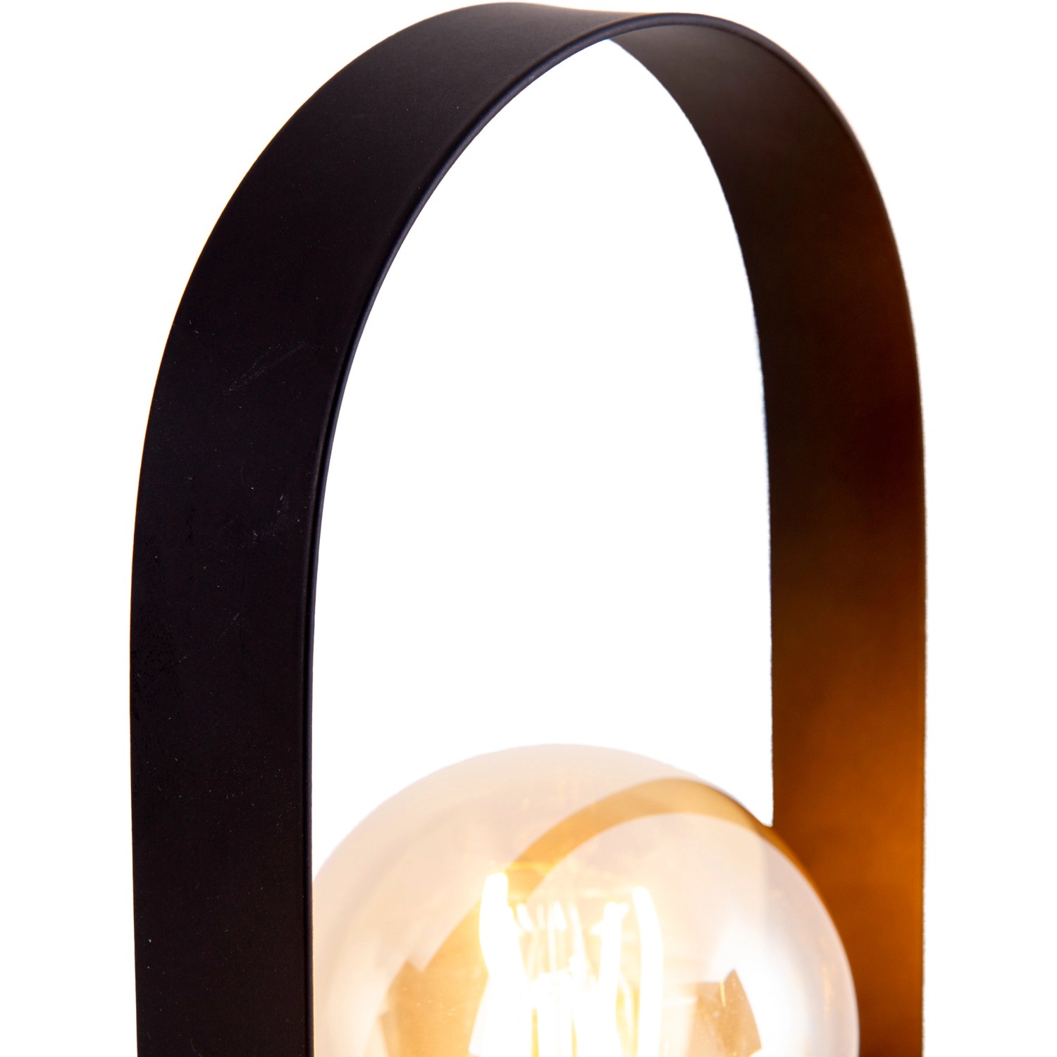 Schwarze Näve Tischleuchte Faro aus Metall, 28,5 cm hoch, mit runder Glühbirne. Design-Tischlampe.
