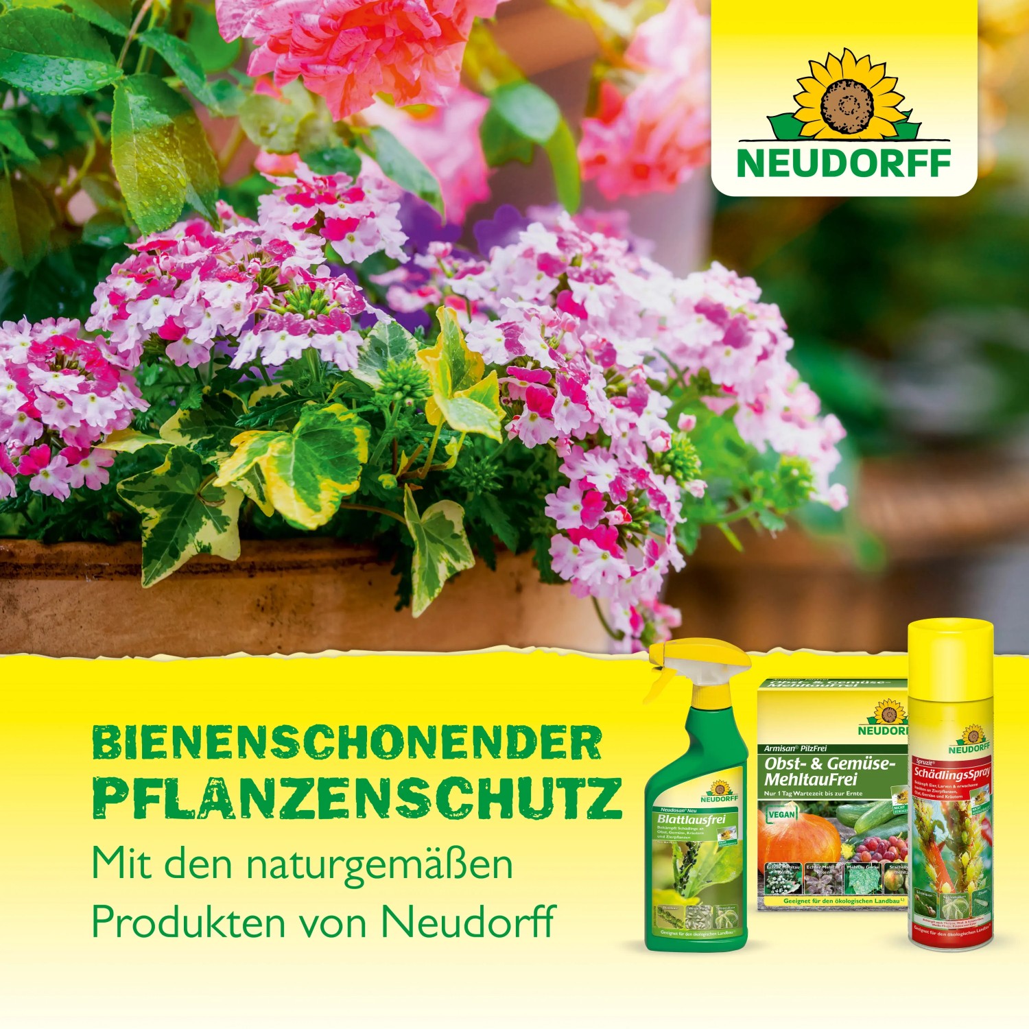 Neudorff Pflanzenschutzmittel gegen Spinnmilben, Wollläuse und Schildläuse für Zierpflanzen.