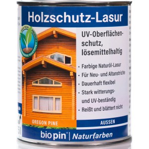 Biopin Holzschutz-Lasur Oregon Pine, 750ml Dose. Holzlasur für Außen, UV-Schutz.