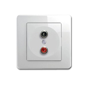 TEM EKONOMIK 2-fach Chinch Steckdose, weiß, für Audio-Anschluss in Innenräumen.