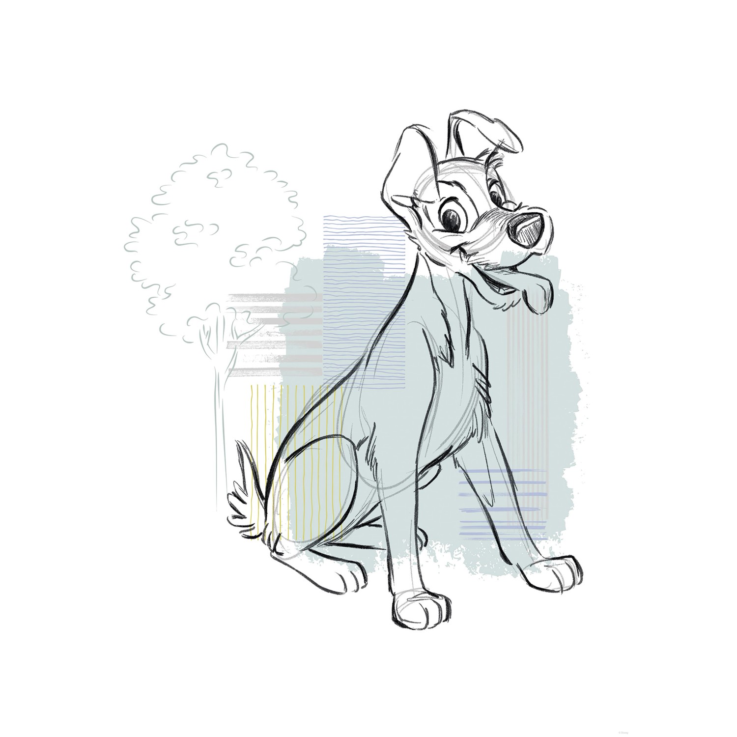 Komar Wandbild Disney Lady and the Tramp Hello Tramp 50 cm x 70 cm Blau günstig online kaufen