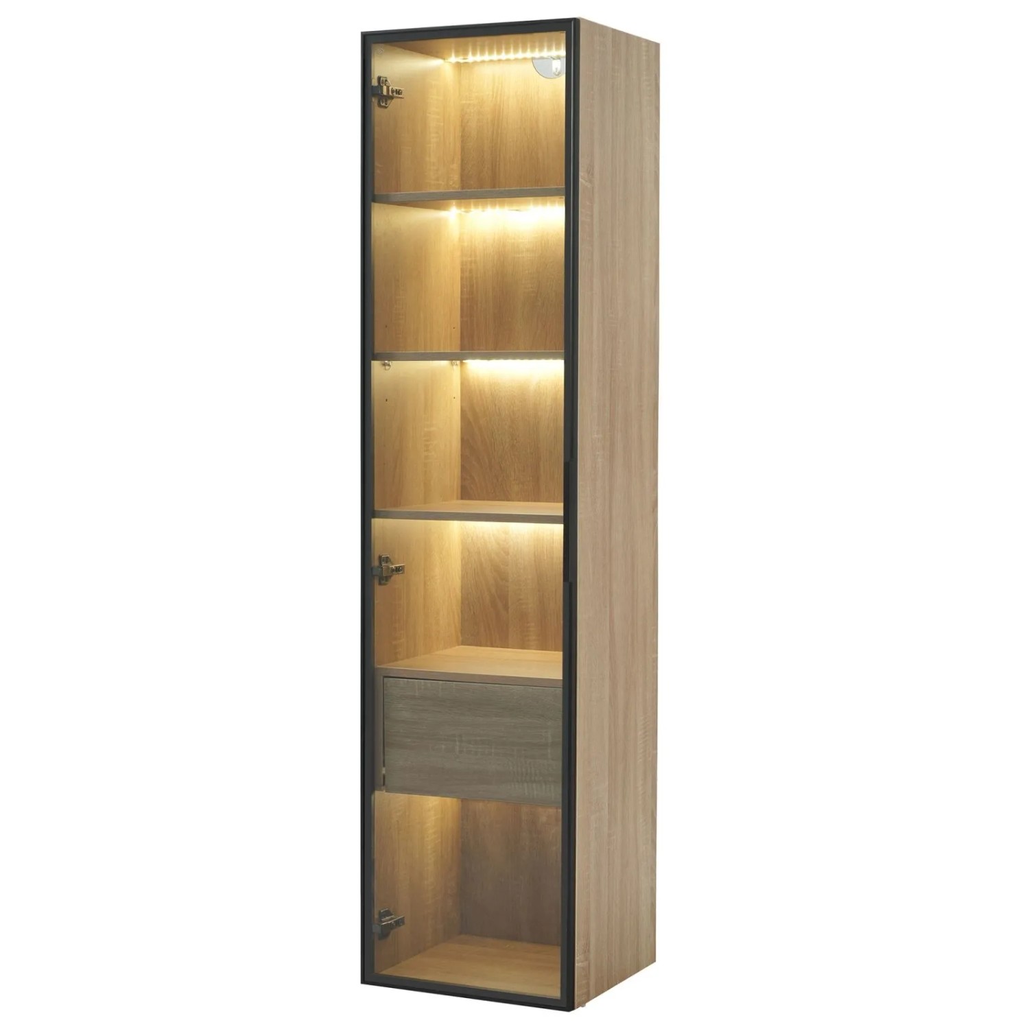 PXloue Badezimmerschrank mit LED Großen Schubladen und  Türen