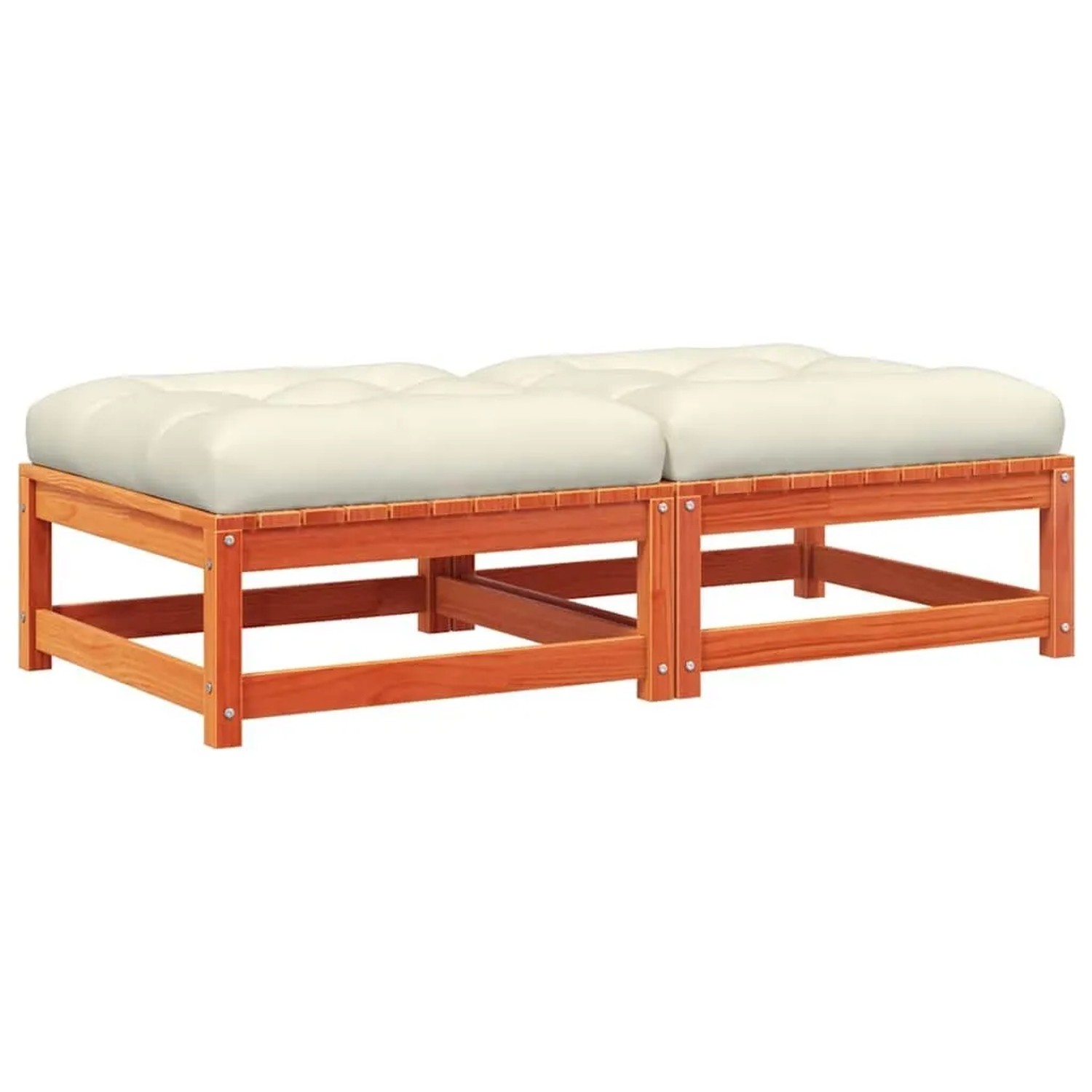 vidaXL Gartenhocker mit Kissen 2 Stk Wachsbraun Massivholz Kiefer 838106