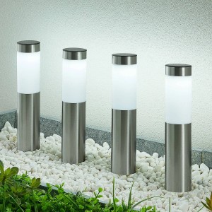 Lindby Solarleuchten Sirita 4er-Set aus Edelstahl, Alu, für Garten & Terrasse.