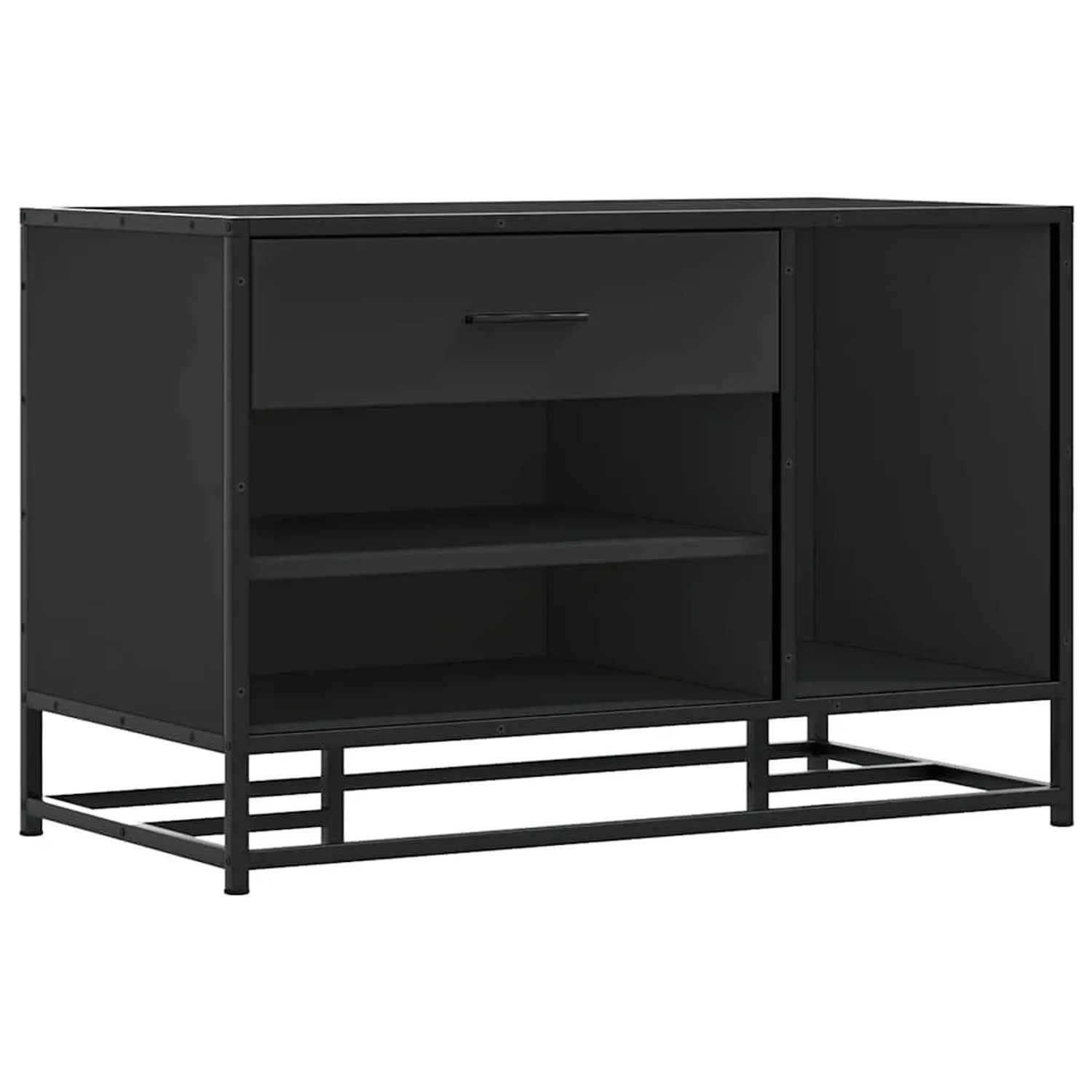 vidaXL Schuhbank Schwarz 80x40x53,5 cm Holzwerkstoff und Metall 849224
