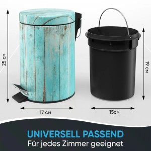 SANILO Kosmetikeimer Lumber mit blauem Holz-Design und herausnehmbarem Inneneimer.