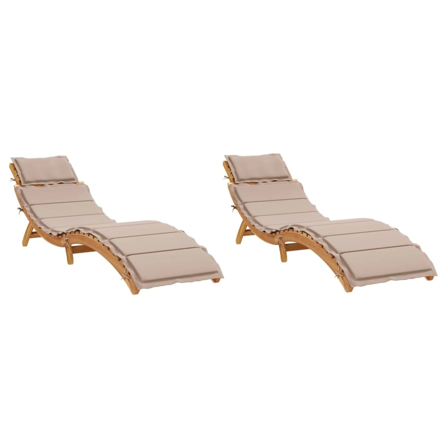 vidaXL Sonnenliegen mit Auflagen 2 Stk Taupe Massivholz Akazie 3214836