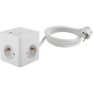 Steckdosenwürfel 6 in 1 mit 2 x USB-C und 1 x USB-A