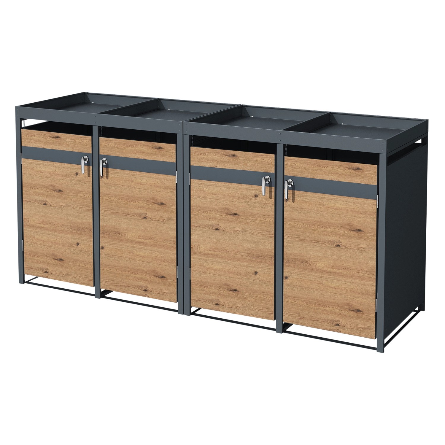 ML-Design Mülltonnenbox 4Er Pflanzdach 264x80x116,3cm Anthrazit-Eiche günstig online kaufen