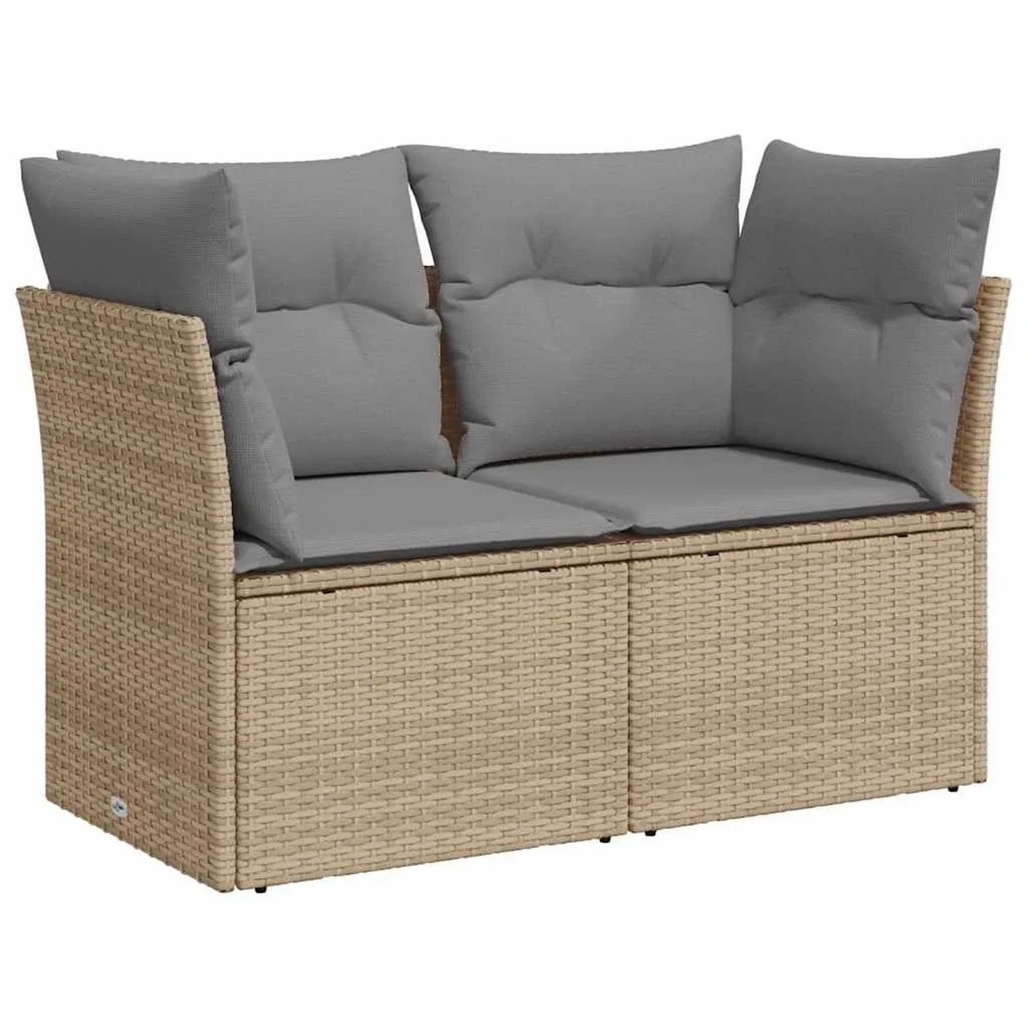 vidaXL Gartensofa mit Kissen 2-Sitzer Beige Poly Rattan 366087 günstig online kaufen