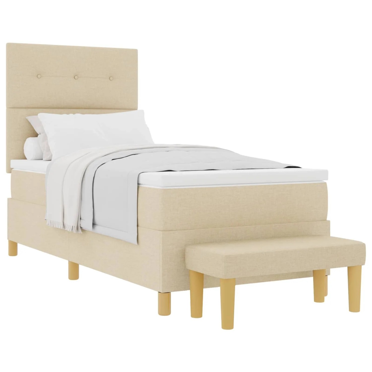 vidaXL Boxspringbett mit Matratze Creme 100 x 200 cm Stoff 3344280 günstig online kaufen