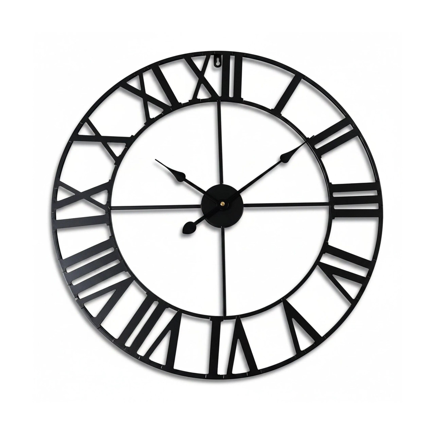 Relaxdays Wanduhr Eisen Schwarz Römische Zahlen 60 cm x 3,5 cm 0,7 kg