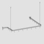 Flexible, formbare Duschvorhangstange (300 cm) in Chrom mit Decken- und Wandhalterungen sowie Vorhanghaken.