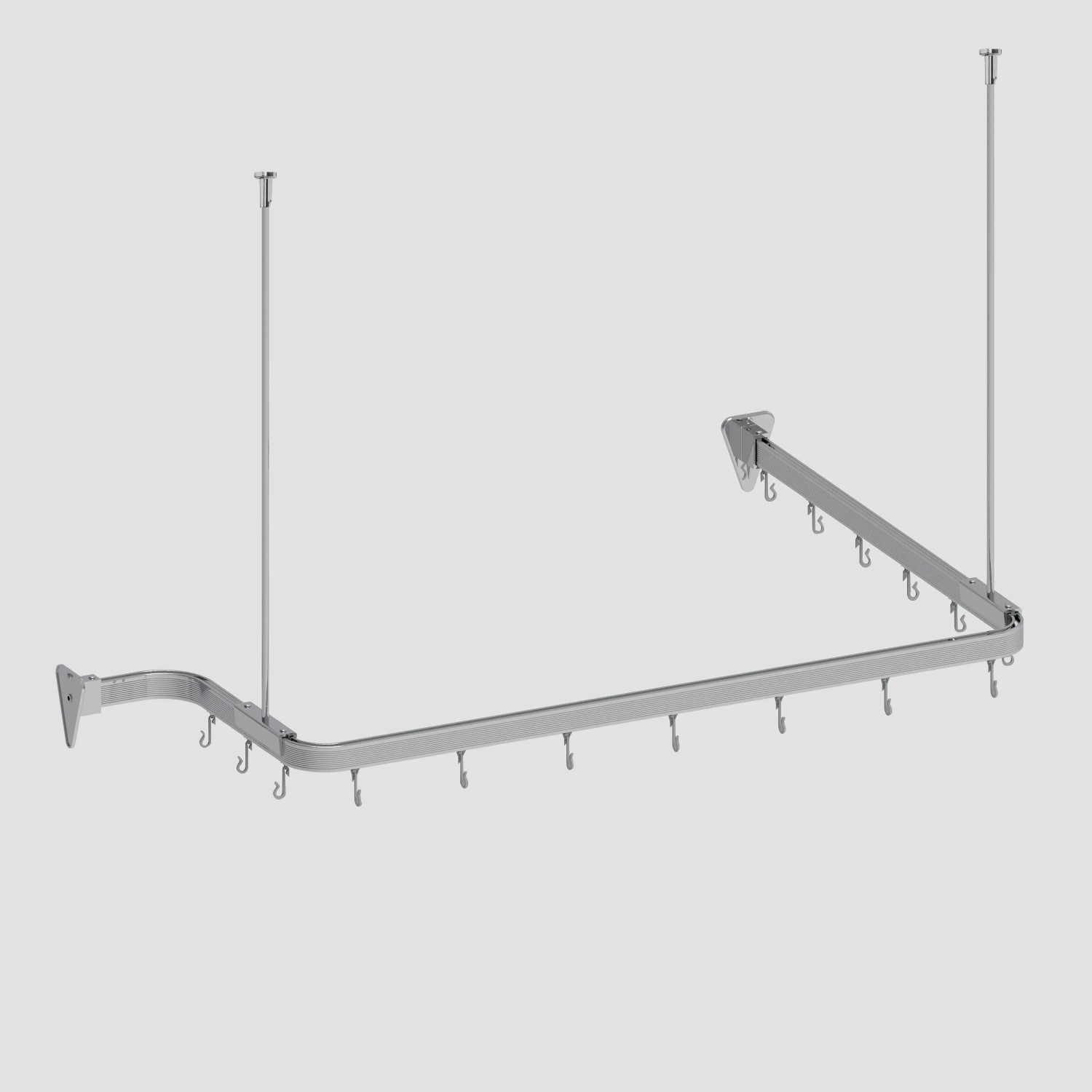 Euroshowers Duschvorhangstange Flexibel Formbar 300 cm Chrom