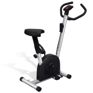 vidaXL Heimtrainer mit Sitz, schwarz/silber, für Fitness zu Hause. Sportgerät mit LCD-Display.
