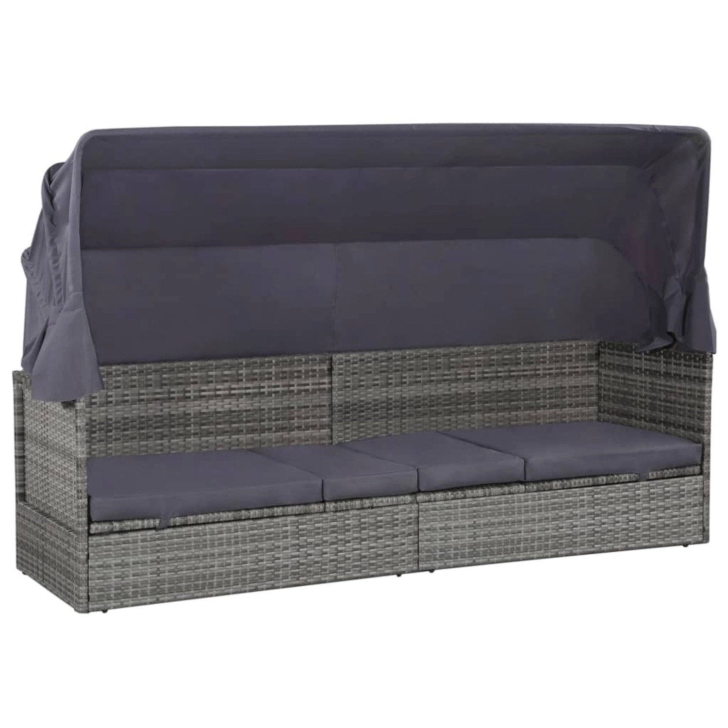vidaXL Gartenbett mit Baldachin Grau 205×62 cm Poly Rattan 43962
