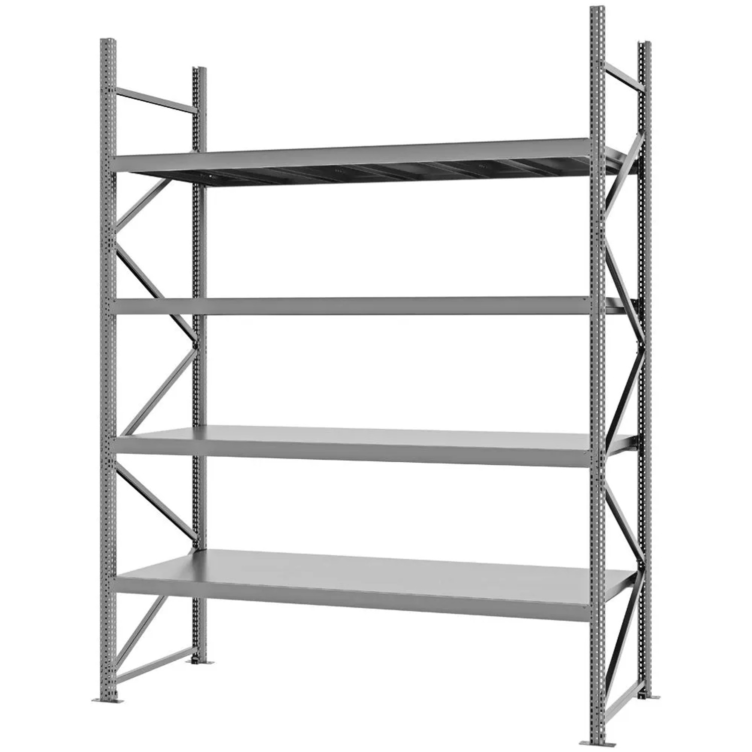 PROREGAL Weitspannregal Schraub-Stecksystem MAGNUS PRO Made In Germany Grundregal 300x225x80cm 4 Ebenen Stahlböden Fachlast 520kg Verzinkt