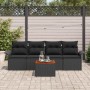 Schwarzes 5-tlg. vidaXL Garten-Sofa-Set aus Poly Rattan mit Tisch für Terrasse und Garten.