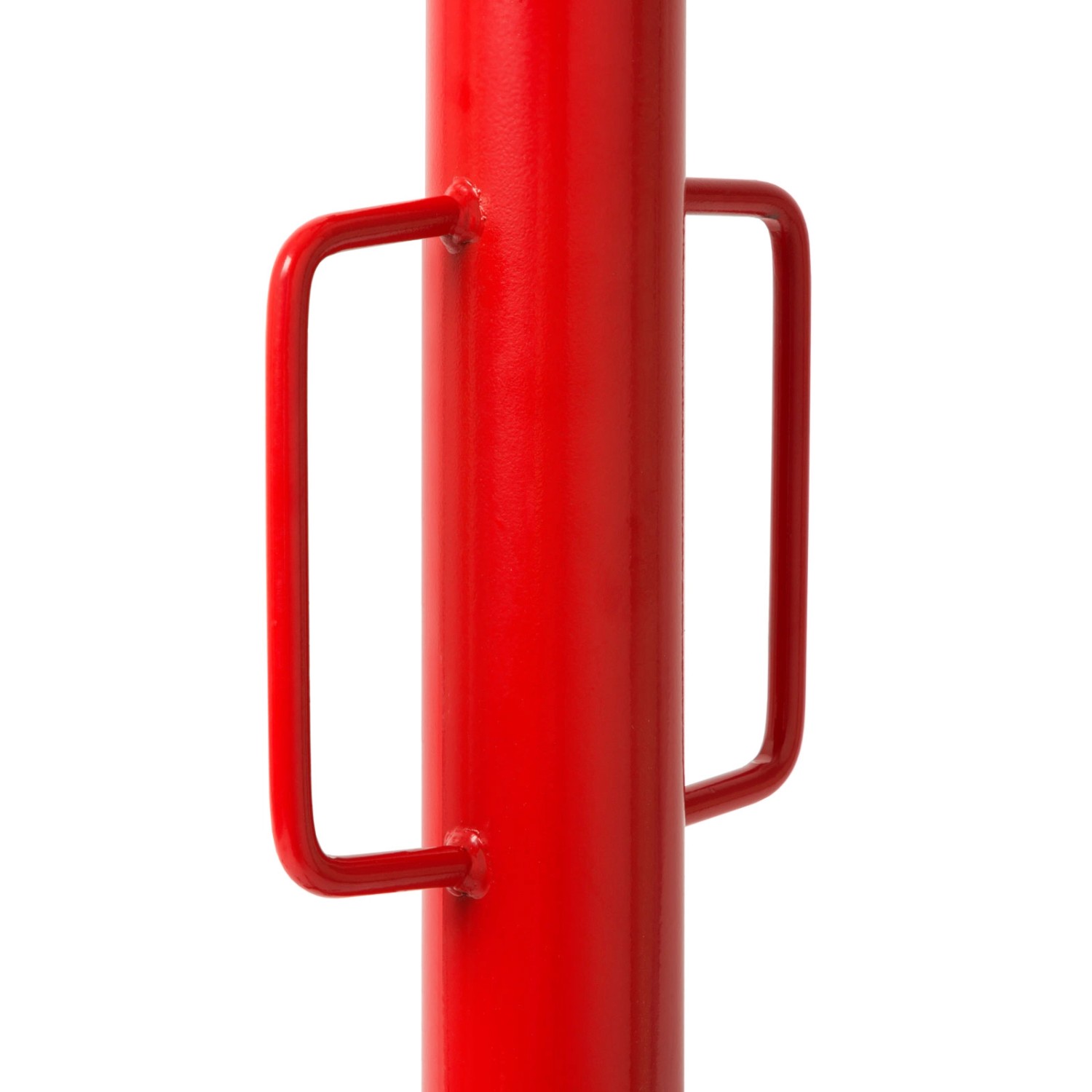 Detailaufnahme: Roter EBERTH Getriebeheber (500kg) mit Handgriffen. Werkzeug für Getriebewechsel.