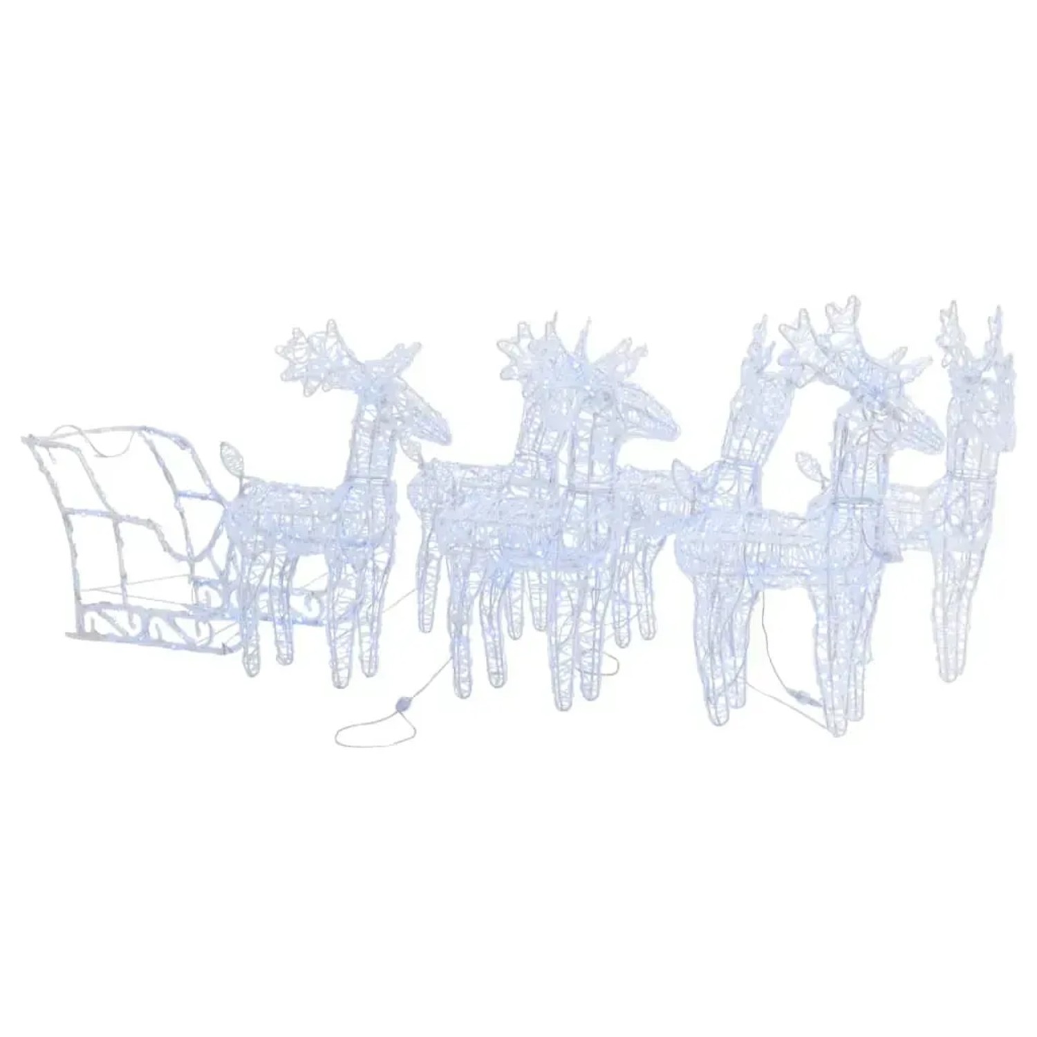 vidaXL Rentiere Schlitten Weihnachtsdekoration 320 LEDs Acryl 3100424