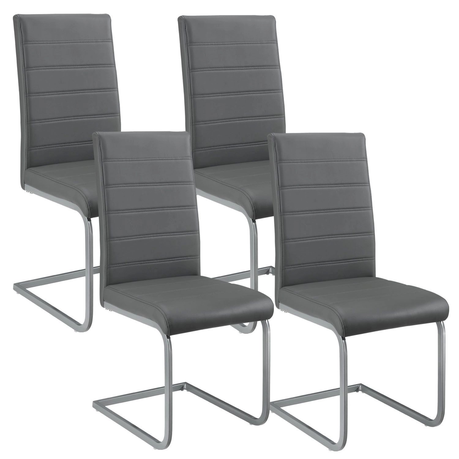 Juskys Freischwinger Stuhl Vegas 4er Set aus Kunstleder Grau günstig online kaufen