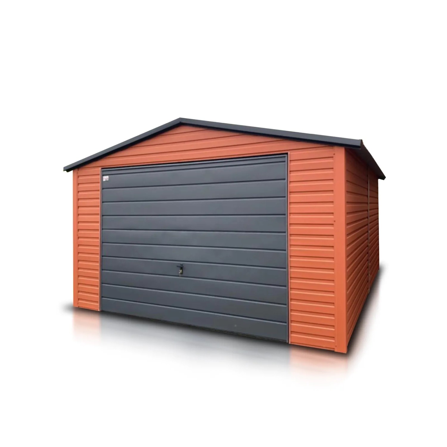 Liderstal Einzelgarage Premium aus Blech 400 x 500 cm Hellbraun Satteldach Schwingtor