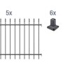Metallzaun Grund-Set Chaussee anthrazit zum Aufschrauben, bestehend aus Zaunfeldern, Pfosten und Pfostenträgern.