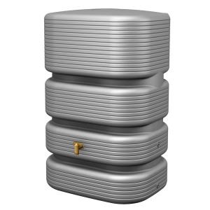 4rain Wandtank Quadro 500 l in Betongrau mit Auslaufhahn für die Regenwassernutzung.