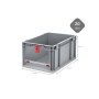 Graue PROREGAL Eurobox NextGen Insight Cover, 20 Liter, mit rotem Verschluss. Ideal zur Aufbewahrung.