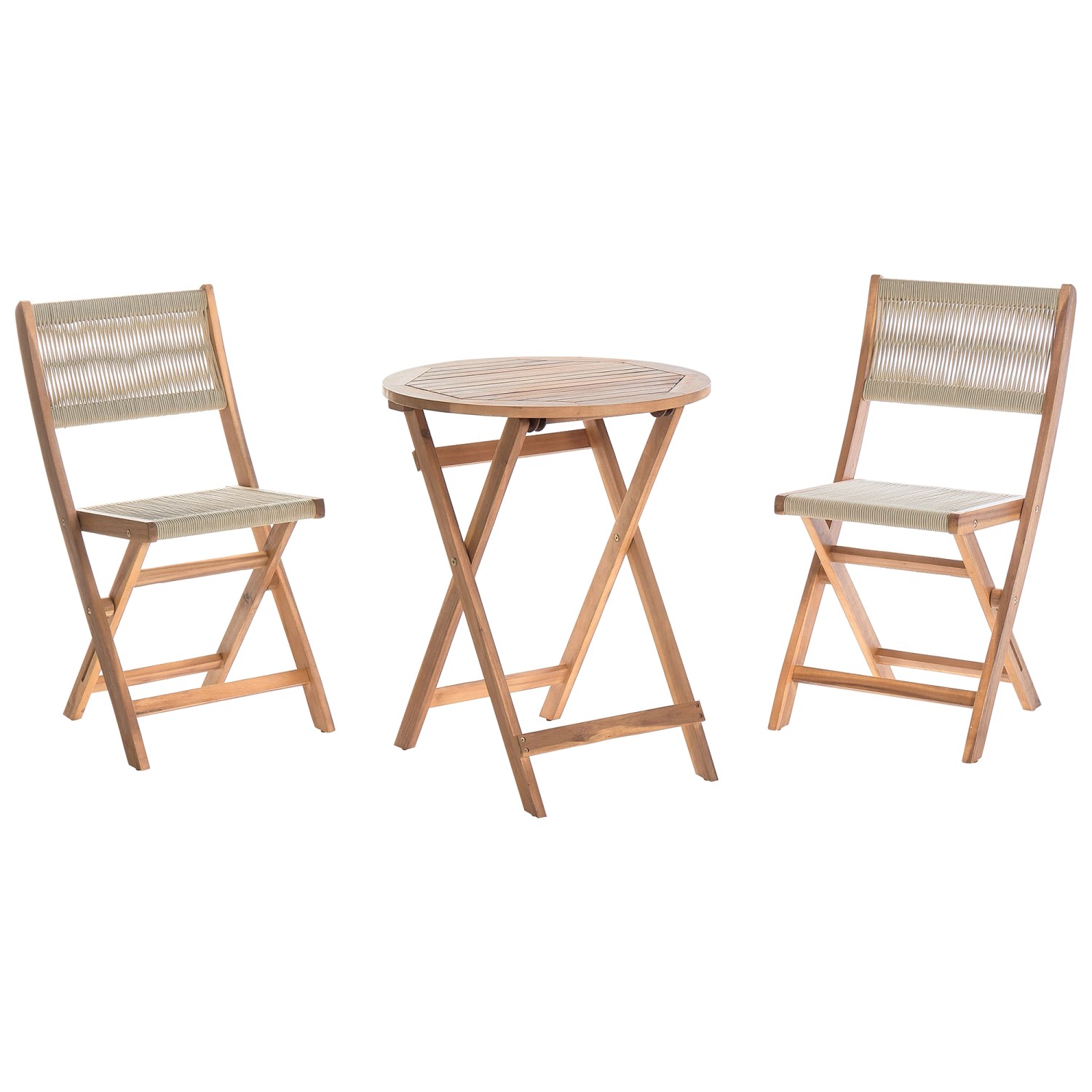 Beliani Bistro Set PROSSEDI Beige Heller Holzfarbton